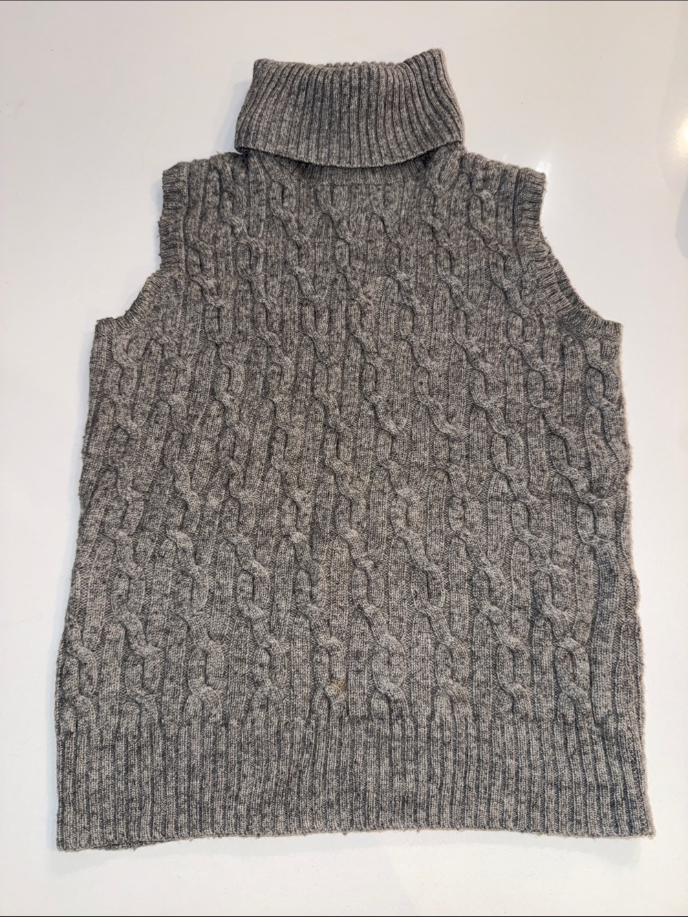 Brooks Brothers Gray Cable-Knit Wool Cashmere Blend Sleeveless Sweater Vest | S